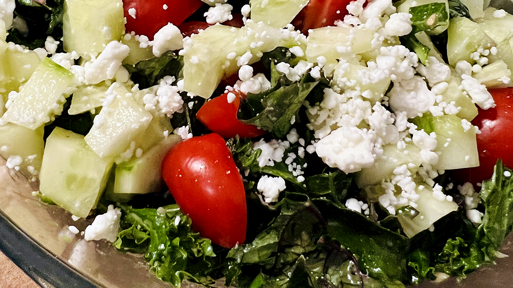 Massaged Kale Salad with Basil and Goat Cheese