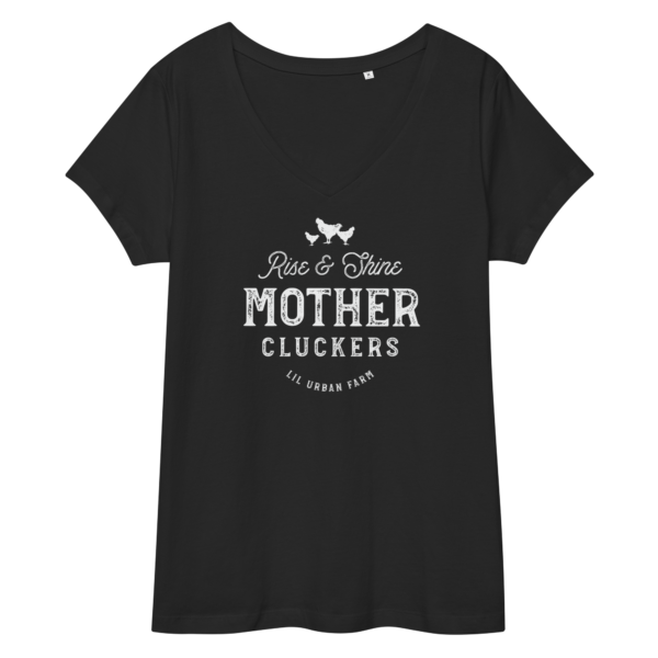 Mother Cluckers women’s fitted v-neck t-shirt - Image 2