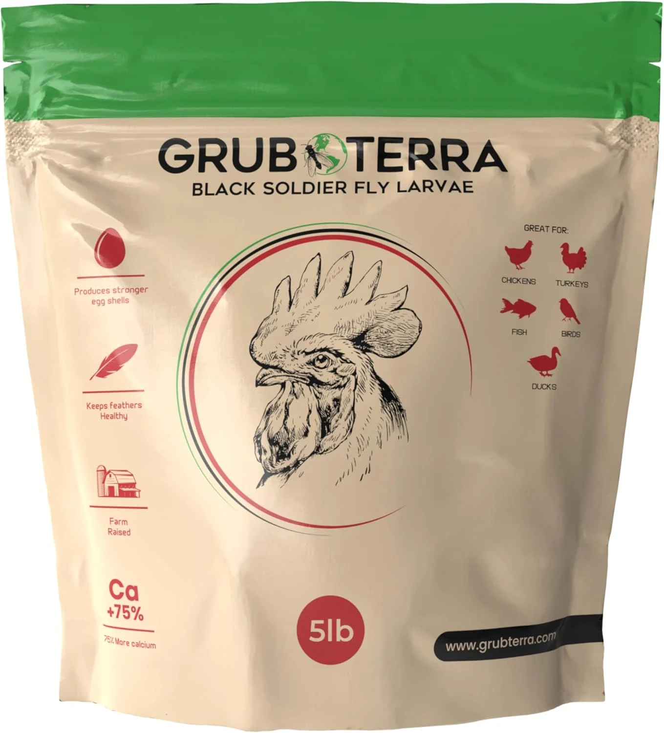 Lil Urban Farm recommends and supports GrubTerra freeze-dried soldier flies for her chickens.