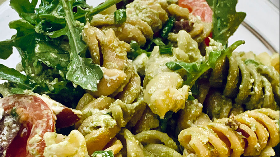 Greek-Styled Pesto Pasta Salad